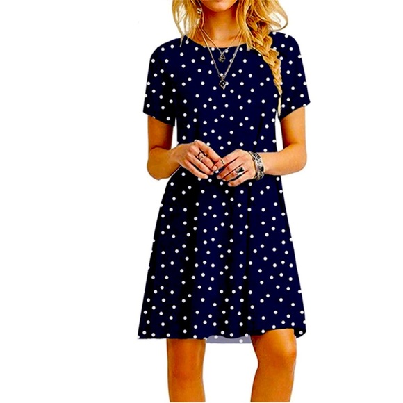 Various Dresses & Skirts - New Black and White Polka Dot Casual T-shirt Dress Mini Dress Sz Small